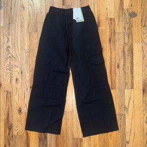 H&M Black Wide Leg Cargo Pants Size 10 NWT